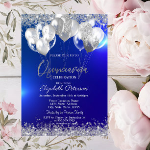 Convites Balões de Diamantes Brilhantes Prateados Modernos