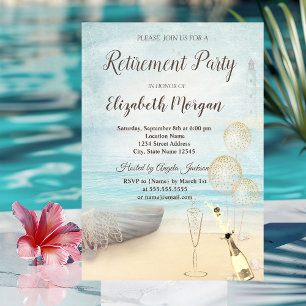 Convites Balões de Farol de Barco de Praia,Aposentação de V