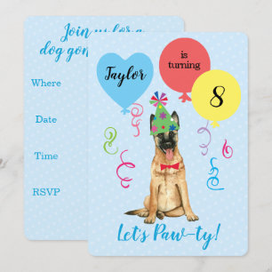 Convites Balões de Festa de aniversário Belga Malinois