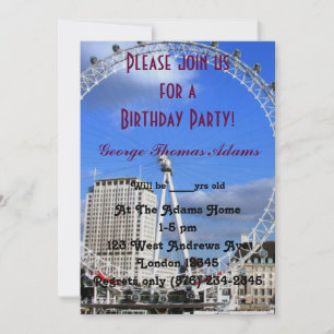 Convites Balões de Festa de Aniversário Padrão Londres