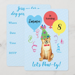 Convites Balões de Festa de aniversário Shiba Inu