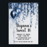 Convites Balões de Festa Metálicos Azuis Ivy Branco Sweet 1<br><div class="desc">Personalize para qualquer evento.</div>