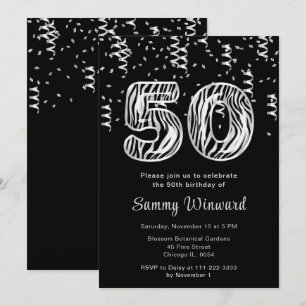 Convites Balões de Impressão de Zebra de 50º aniversário co