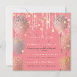 Convites Balões de Lâmpada Rosa Bridal 16.º Coral