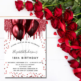 Convites Balões de luz vermelha de aniversário