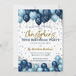 Convites Balões de Marinho de Festa de aniversário 70