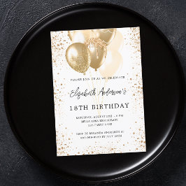 Convites Balões de ouro branco-festa de aniversário
