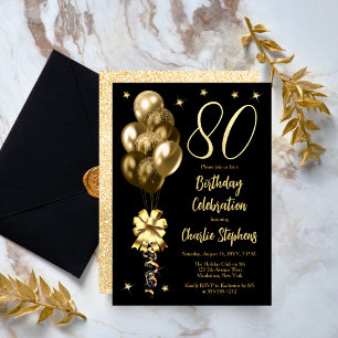 Convites Balões de Ouro Elegantes em Festa de Aniversário d