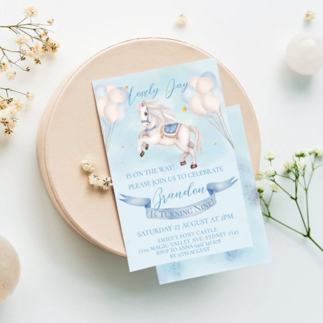 Convites Balões de Pônei de Conto de Fadas para Aniversário (Criador carregado)