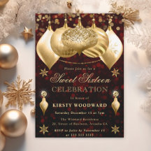 Balões de Purpurina Vermelha e Dourada Sweet Sixte