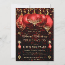 Balões de Purpurina Vermelho e Dourado Sweet Sixte