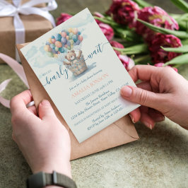 Convites Balões de Urso de Teddy Cuja Aquarela Chá de frald