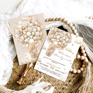 Convites Balões de Urso Esperam Chá de fraldas Neutro