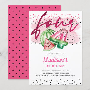 Convites Balões de Verão Letras Melon 4. Aniversário