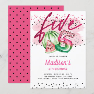 Convites Balões de Verão Letras Melon 5 Aniversário