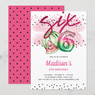 Convites Balões de Verão Letras Melon 6 Aniversário