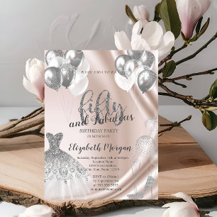 Convites Balões de Vestido de Prata Alto 50º Aniversário