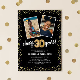 Convites Balões Dourados 2 Foto Aniversário de 30 anos