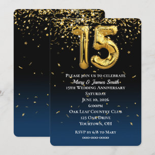 Convites Balões Dourados do 15 e Confetti Invitati