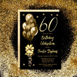 Convites Balões Dourados Elegantes na Festa de aniversário<br><div class="desc">Balões de tom dourado com brilho elegante com grandes arcos e galerias e estrelas de sotaque "60" 60º convite para comemoração da festa de aniversário.</div>