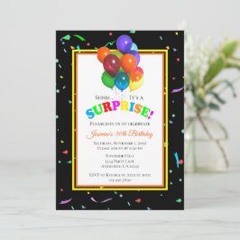 Convites Balões e Confetti Coloridos | Parte surpresa