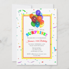 Convites Balões e Confetti Coloridos | Parte Surprise Invi