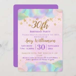 Convites Balões E Estrelas Festa De aniversário de 30 anos 