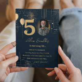 Convites Balões e fogos de artifício da 50ª festa de aniver
