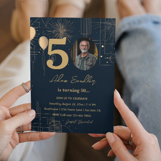 Convites Balões e fogos de artifício da 50ª festa de aniver (Criador carregado)