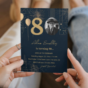 Convites Balões e fogos de artifício de festa de aniversári