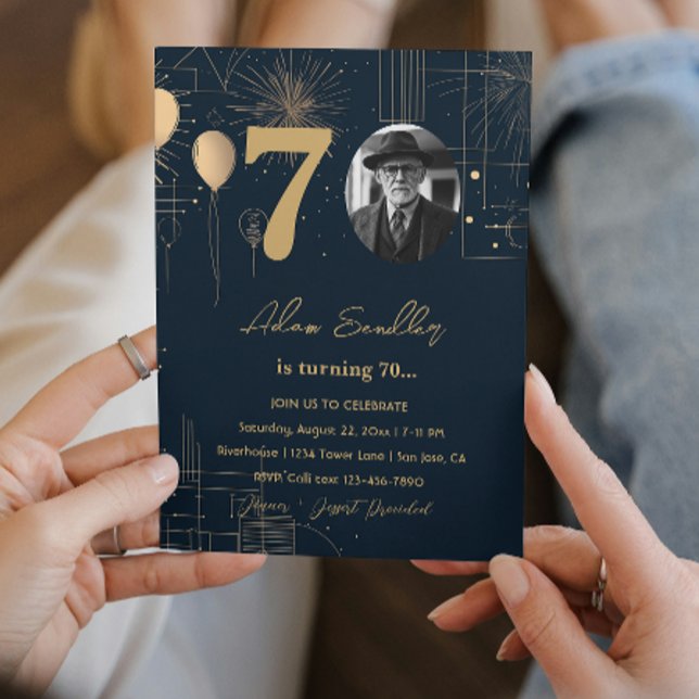 Convites Balões e fogos de artifício de festa de aniversári (Criador carregado)
