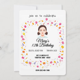 Convites Balões e presentes de Festa de aniversário simples