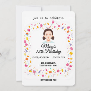 Convites Balões e presentes de Festa de aniversário simples