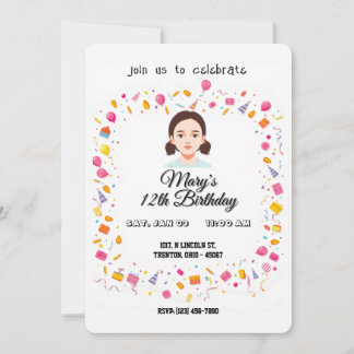 Convites Balões e presentes de Festa de aniversário simples