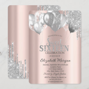 Convites Balões Elegantes com Efeito de Glitter Pingando