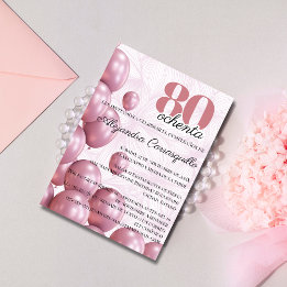 Convites Balões Florais Rosa Rosa Espanhola Aniversário de