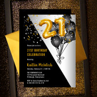 Balões Negros Elegantes | Parte aniversário de 21