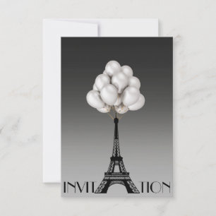 Convites Balões Paris Eiffel Tower Glam Cinza de ic Chic