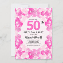 Balões Rosa Divertidos Faux Glitter 50ª Festa de a