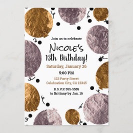 Convites Balões Rosa Dourado Glam Metalizado Aniversário