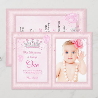 Convites Baloes Rosa para Fotos de Meninas no 1º Aniversári
