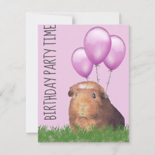Convites Balões Roxos de Guiné Aniversário Personalizado