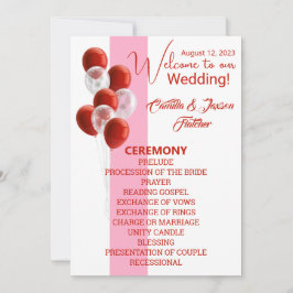 Convites Balões vermelhos. Programa Elegant Ceremony