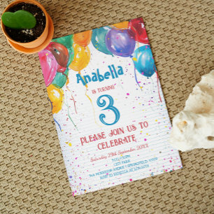 Convites Balões Vibrantes I Festa de aniversário Personaliz