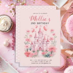Convites Baloões de 2º Aniversário do Castelo da Princesa R