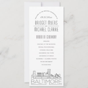 Convites Baltimore   Programa de Casamento Modern Deco