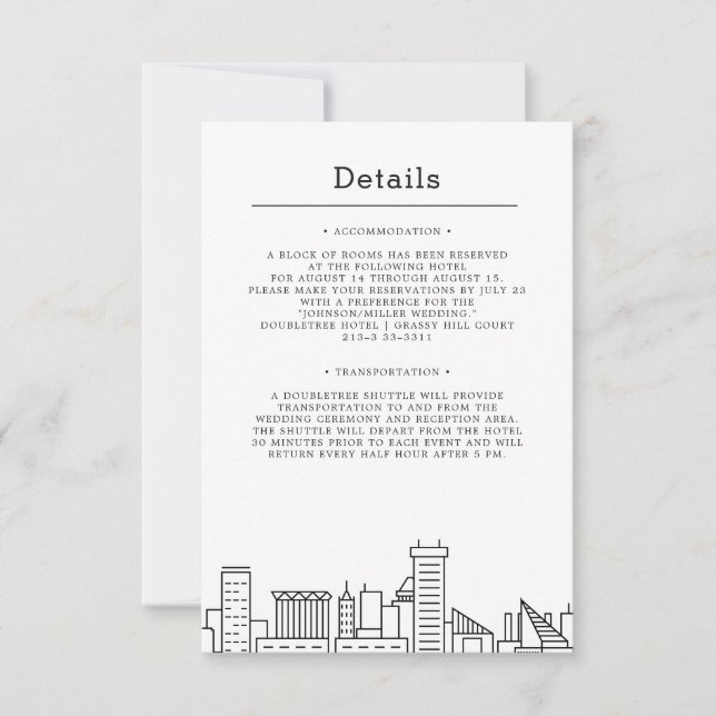 Convites Baltimore Wedding | Detalhes do convidado (Frente)