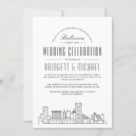 Convites Baltimore Wedding | Skyline Moderno Deco