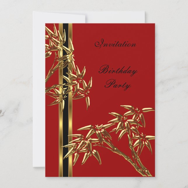 Convites Bambu Asiático de Bolsa mensageifesta de aniversar (Frente)