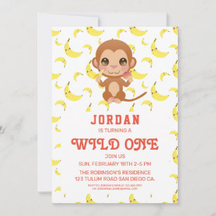 Convites Banana Baby Monkey Aniversário